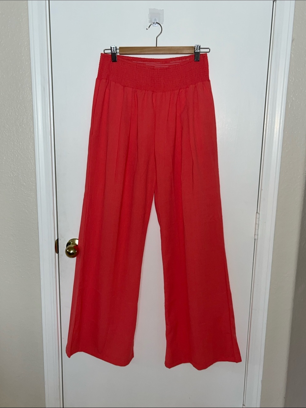 Amazon Wide-Leg Pull-On Pants in Red